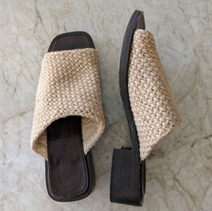 Bottega Veneta Woven Sisal Block Heel Slide Size 8